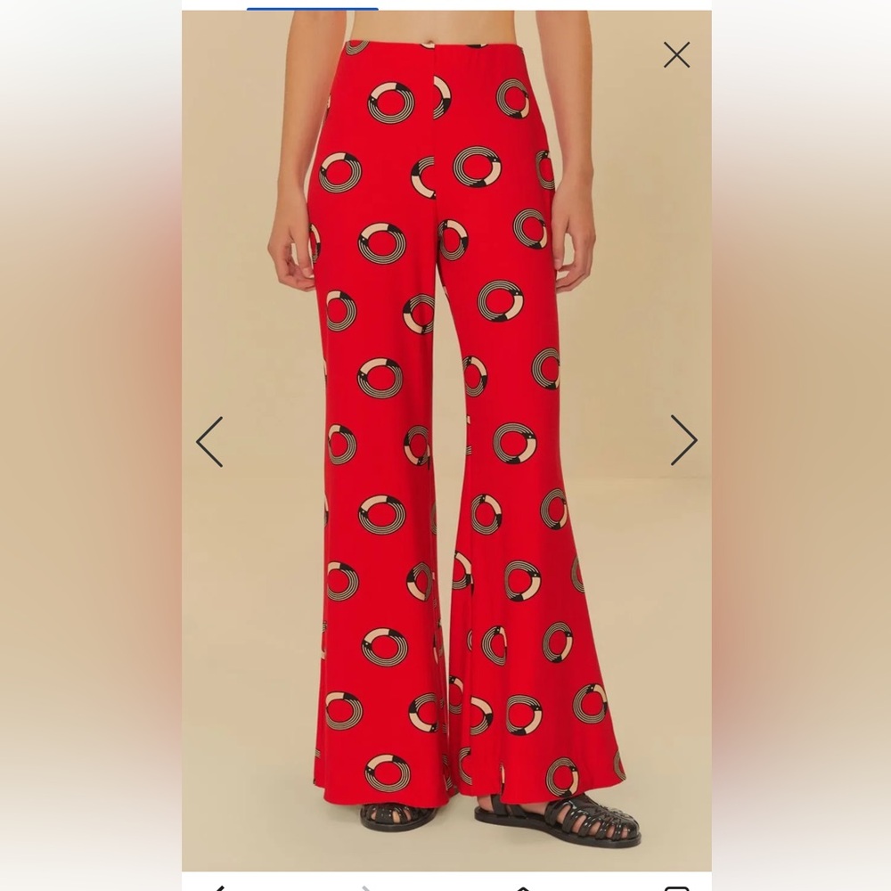 Farm Rio Red Patterned Women's Flare Pants